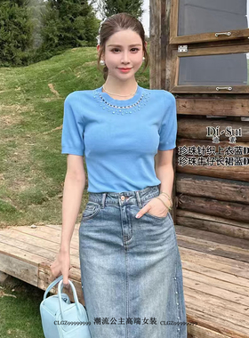 .特价DI-SUI潮流公主2025春季新款韩版针织显瘦短袖T恤女26003