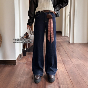 现货DI-SUI欧洲站2025秋冬03002女通勤挂饰显瘦阔腿牛仔长裤