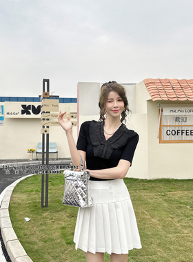 现货正品DI-SUI女装2024夏季欧洲站29042压褶钉珠针织上衣