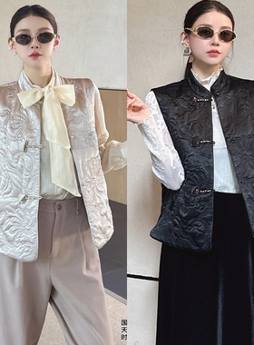 DI-SUI欧韩2025秋冬新款女装38519国风刺绣宽松重工马甲外套