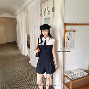 D现货特价DI-SUI女装2025夏季38630韩版宽松显瘦撞色套裤短裤套装