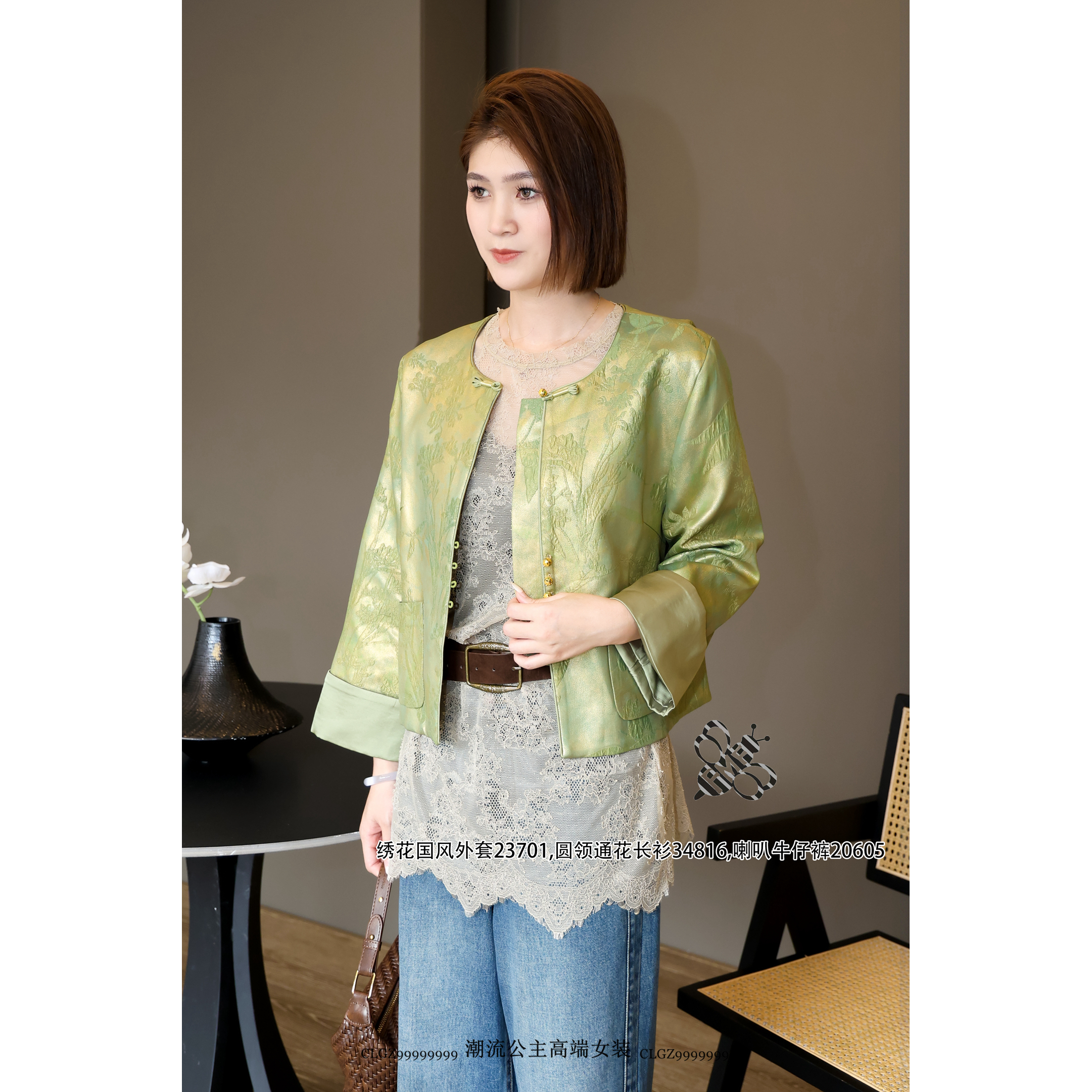 FMF优雅国风小西装短款显高