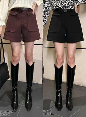 .特价DI-SUI正品2025秋冬新款女装36540通勤风气质高腰大口袋短裤