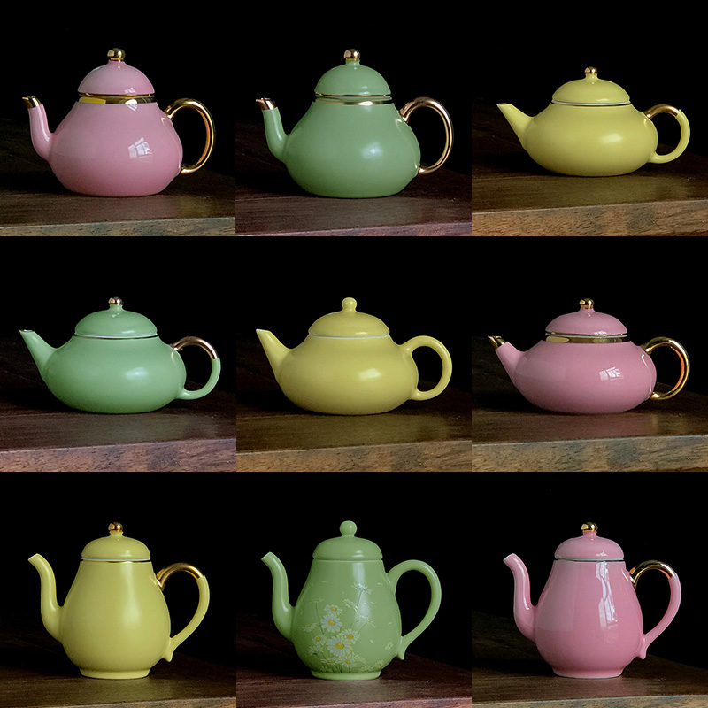清仓特价轻奢精致陶瓷水平壶一人喝女士小茶壶单壶泡茶壶带过滤壶