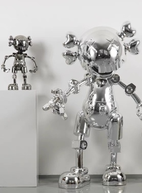 mand kaws空山基联名限量机器人公仔潮玩摆件电镀树脂手办模型