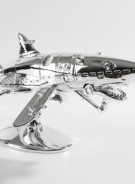 潮玩空山基机械鲨鱼高奢简约艺术雕塑客厅玄关桌面大摆件公仔手办