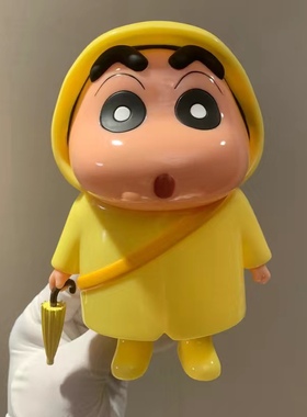 蜡笔小新盲盒大娃手办sofubi玩具潮玩雨衣版桌面落地摆件生日礼物