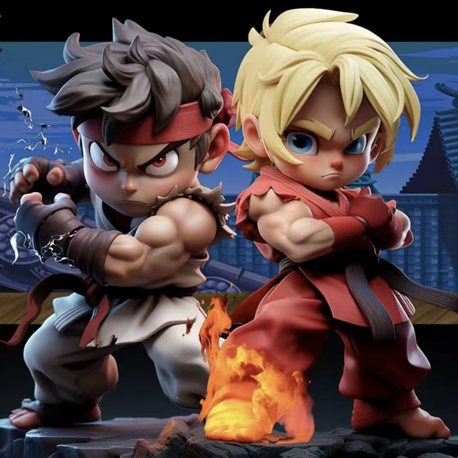 玖柒白人隆Ryu红人肯Ken二次元周边人偶Q版手办公仔潮玩艺术摆件