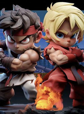 玖柒白人隆Ryu红人肯Ken二次元周边人偶Q版手办公仔潮玩艺术摆件