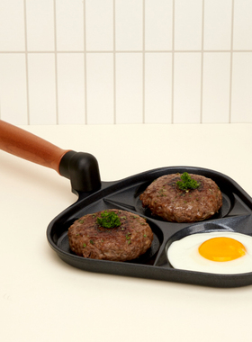 韩国进口VIZZART三孔煎蛋神器蛋饺早餐不粘锅平底煎锅汉堡煎蛋锅