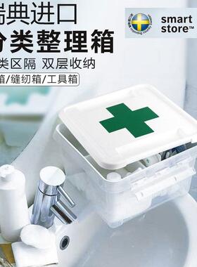 进口瑞典SmartStore分类整理箱针线缝纫盒医药箱擦鞋箱工具箱