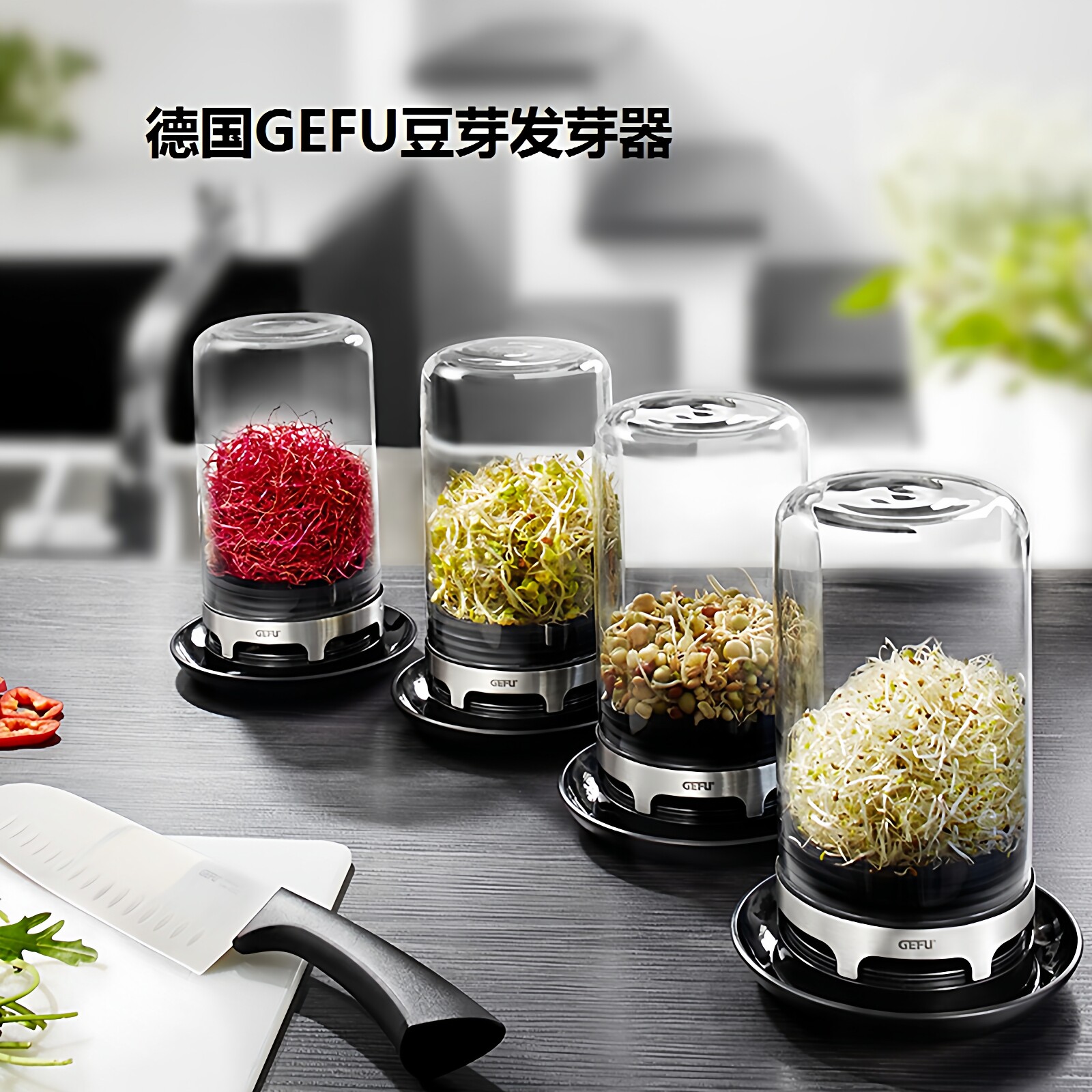德国GEFU家用豆芽机多功能发芽豆芽菜神器自制生绿豆黄豆扁豆牙