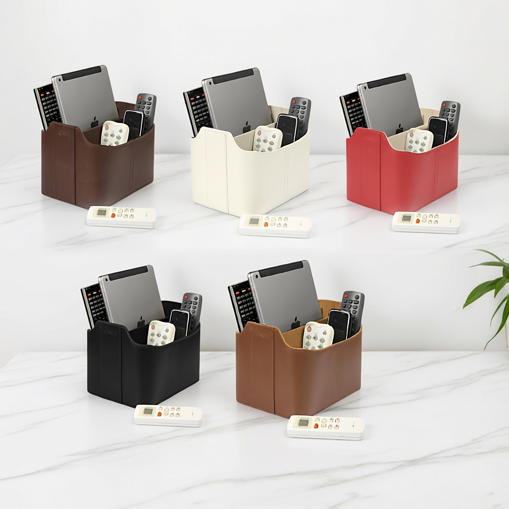 美国LONDO皮质桌面遥控器收纳盒欧式小物件收纳盒化妆工具收纳盒