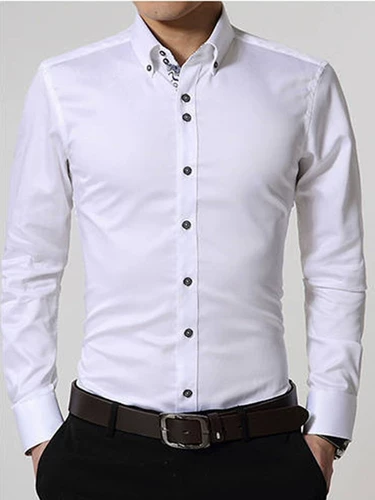 Демисезонная белая мужская рубашка для отдыха, классический костюм, в корейском стиле