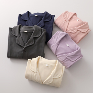 情侣家居睡眠服薄款 新款 长裤 长袖 软糯秋冬睡衣男女士德绒日系开衫