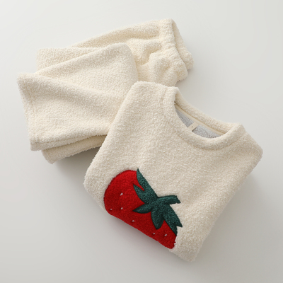 大草莓睡衣女生加厚羊羔绒套头长袖长裤冬季保暖家居服可外穿棉服