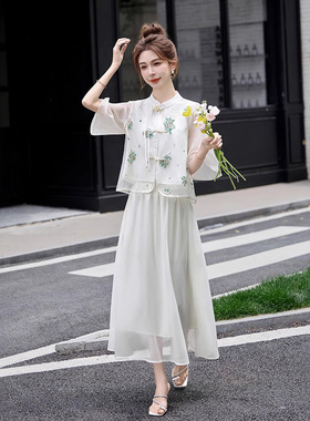 新中式国风盘扣套裙女2025夏新款一整套穿搭半身裙两件套ZM25507
