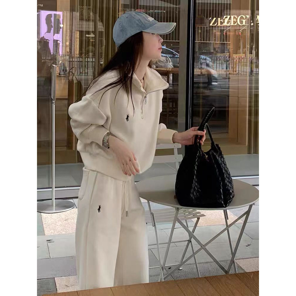 高级感休闲运动套装女早春秋冬加绒宽松显瘦卫衣健身跑步服两件套