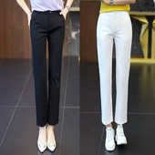 女夏季 小个子八九分休闲裤 新款 直筒裤 高腰显瘦弹力薄款 冰丝烟管裤