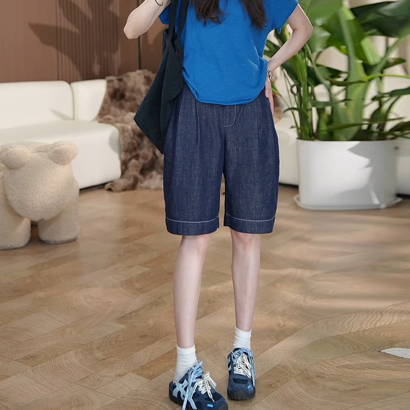 2026新款天丝五分牛仔短裤女夏季薄款阔腿弯刀中裤百搭显瘦休闲裤