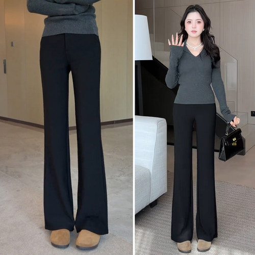 黑色显瘦微喇裤女2026新款西装裤