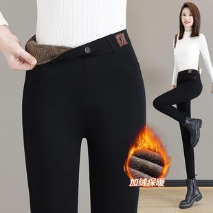 子女 秋冬加厚松紧腰休闲弹力紧身铅笔小脚裤 加绒打底裤 女2025新款