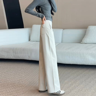 显瘦线雕裤 百搭休闲裤 女2026春季 高腰垂感宽松阔腿时尚 子 新款 窄版