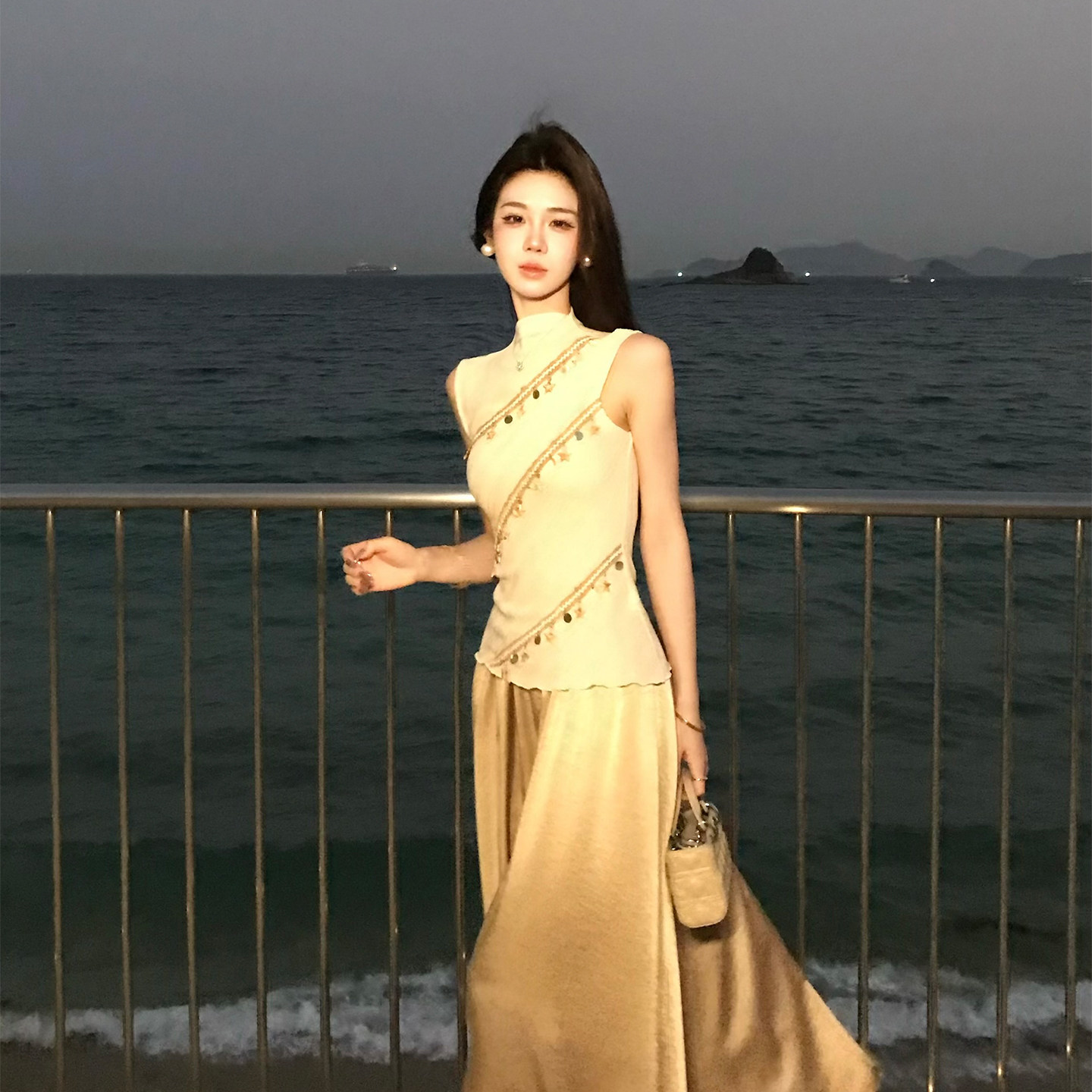 木子李的李温柔民族风无袖针织背心女外穿收腰显瘦亲肤上衣新款夏