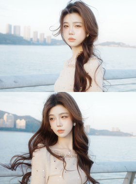 木子李的李设计感温柔长袖斜肩蕾丝亮片上衣高腰针织喇叭裤长裤冬