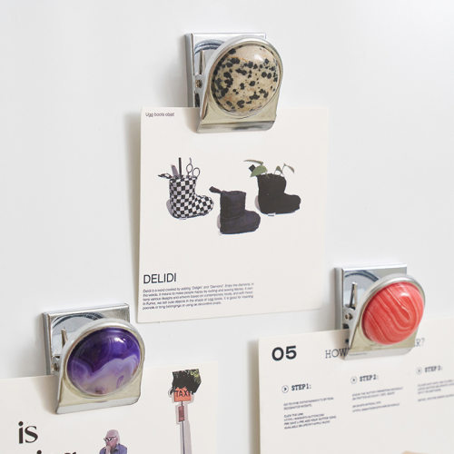 天然原石磁吸便签夹办公室文具照片夹墙面展示陈列便条夹整理收纳