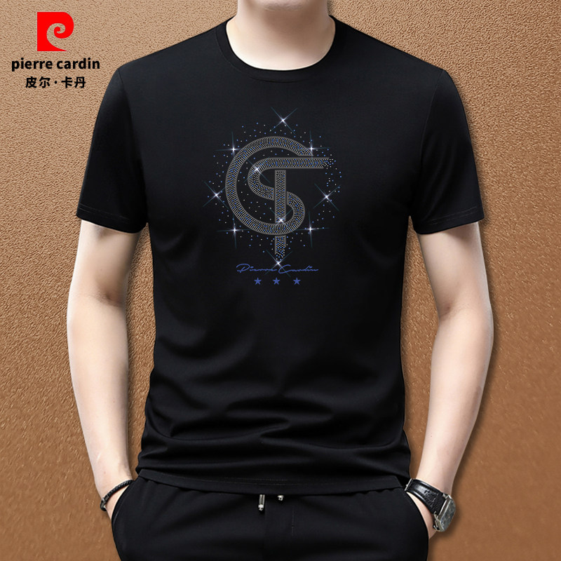 皮尔卡丹莫代尔t恤短袖男款中青年夏季衣服潮流休闲运动圆领体恤