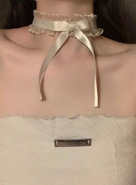 纯欲蕾丝蝴蝶结项链女项