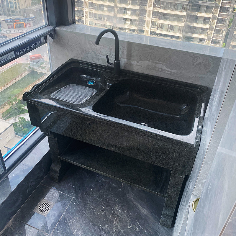 庭院石头洗水槽整石带搓衣板室外花园洗手盆新款阳台大理石洗衣池