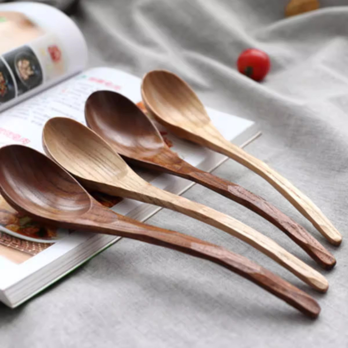 日式创意龟甲勺实木长柄粥勺家用吃饭勺木勺汤勺大口喝汤勺木餐具
