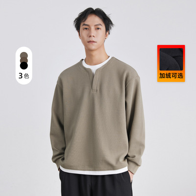 【布衣传说】重磅感肌理假两件卫衣男春季2025宽松潮流套头休闲