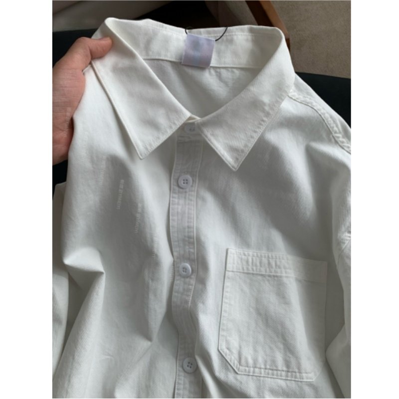 全棉斜纹纯棉白色衬衫男女外套秋冬休闲长袖内搭叠穿情侣衬衣开衫