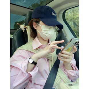 气质叠穿正肩外穿内搭上衣 2025年新款 韩系纯棉粉色内搭衬衫 春季