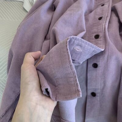 紫色灯芯绒韩系宽松长袖衬衫外套