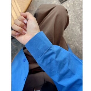 克莱因蓝衬衫外套宽松长袖衬衣开衫女2025巨好看秋冬叠穿内搭上衣
