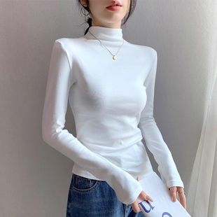 上衣气质百搭修身 洋气内搭纯色长袖 显瘦 女春秋款 半高领打底衫