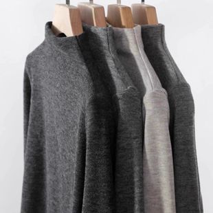 半高领加绒加厚保暖上衣洋气百搭新款 t恤女打底衫 德绒长袖 秋冬季