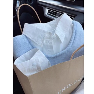 法式白色衬衫内搭女上衣2026新款设计感小众宽松外套休闲通勤衬衣