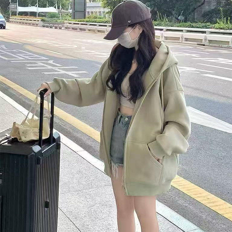 卫衣百搭外套女春秋正肩显瘦宽松连帽外穿上衣美式秋季穿搭小个子