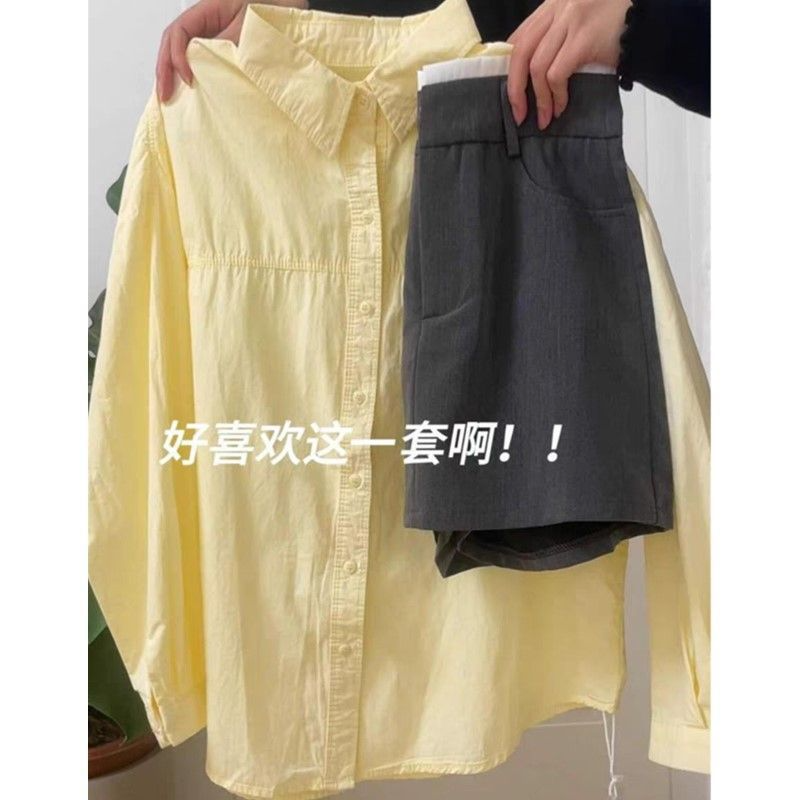 纯色宽松百搭显瘦衬衣长袖上衣外穿高级2025薄款小众设计正肩衬衫