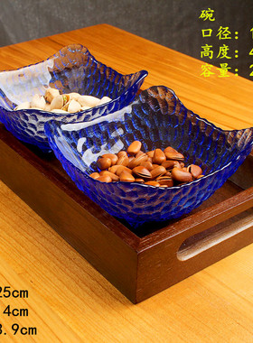 11厘米正方形蓝色玻璃果盘