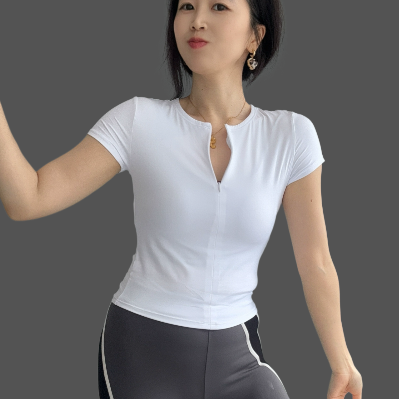 云感磨毛半拉链健身衣透气速干