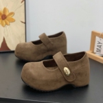 内增高魔术贴玛丽珍女鞋小个子2026春秋复古绒面丑萌大头浅口单鞋