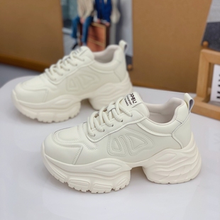 春秋厚底增高百搭ins潮休闲运动鞋 女2025新款 真皮炸街老爹鞋 爆款