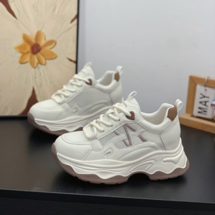 7CM运动鞋 新款 小个子女2026夏季 内增高显腿长单网透气真皮老爹鞋