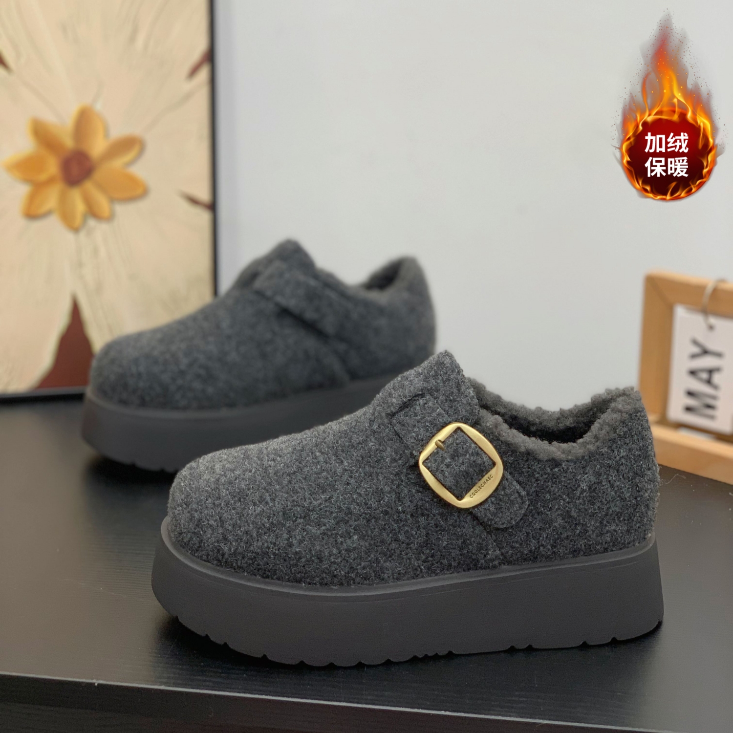 增高轻便时尚复古风百搭勃肯棉鞋